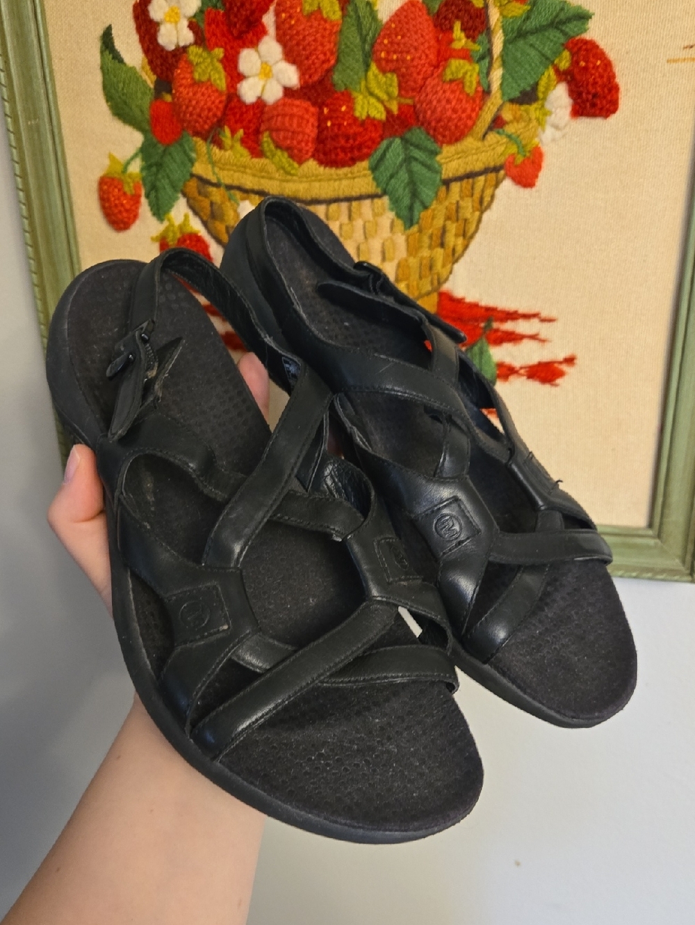 Merrell Women's Agave Black Leather Strappy Slingback Sandals Size 9